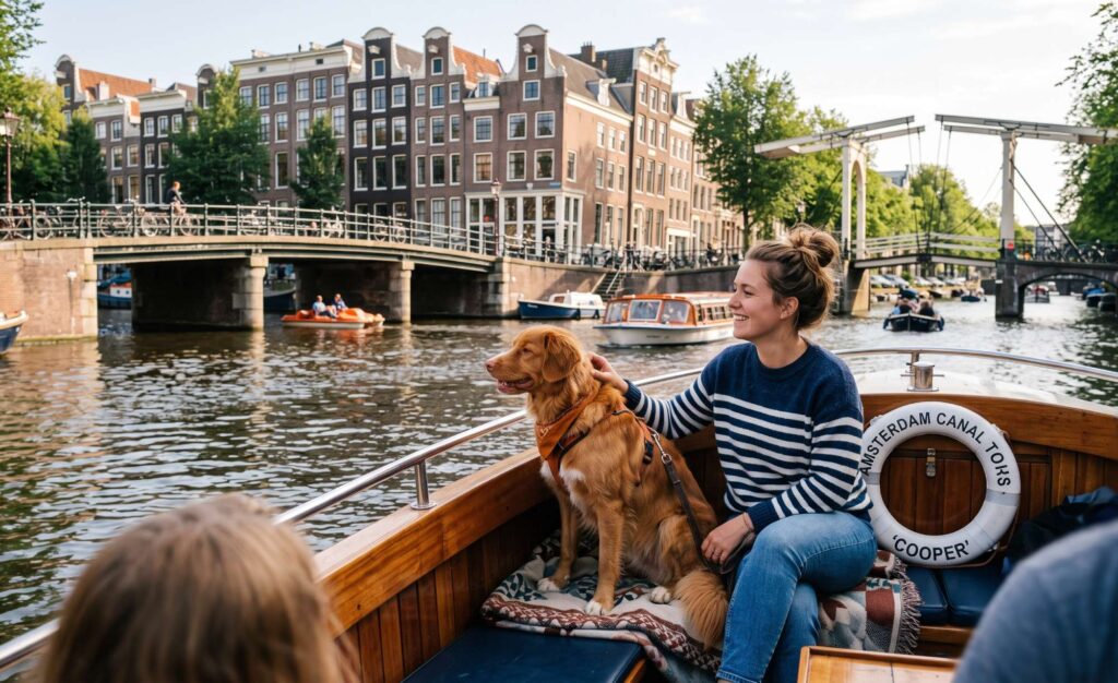 Croisière à Amsterdam avec un chien